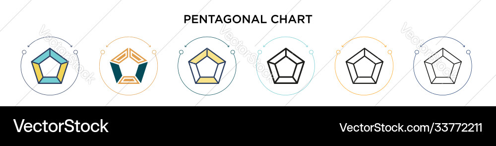 Pentagonal chart icon in filled thin line outline Pentagonal chart icon in filled thin line outline vector image
