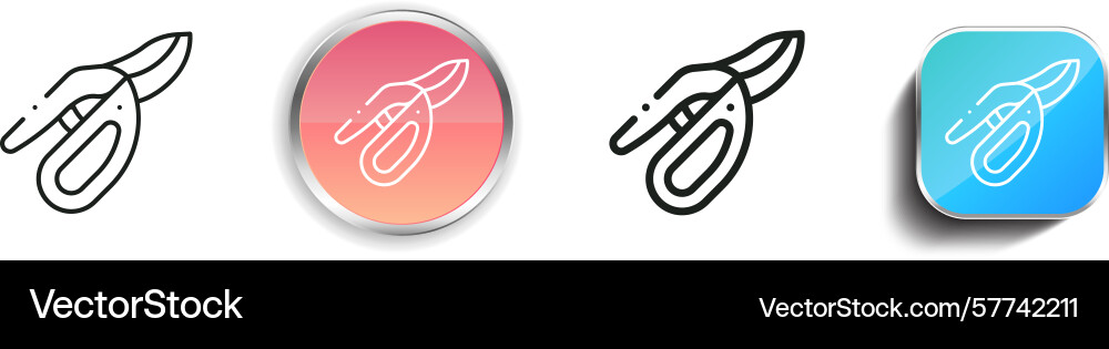 Pruners icon thin linear regular and button style Pruners icon thin linear regular and button style vector image