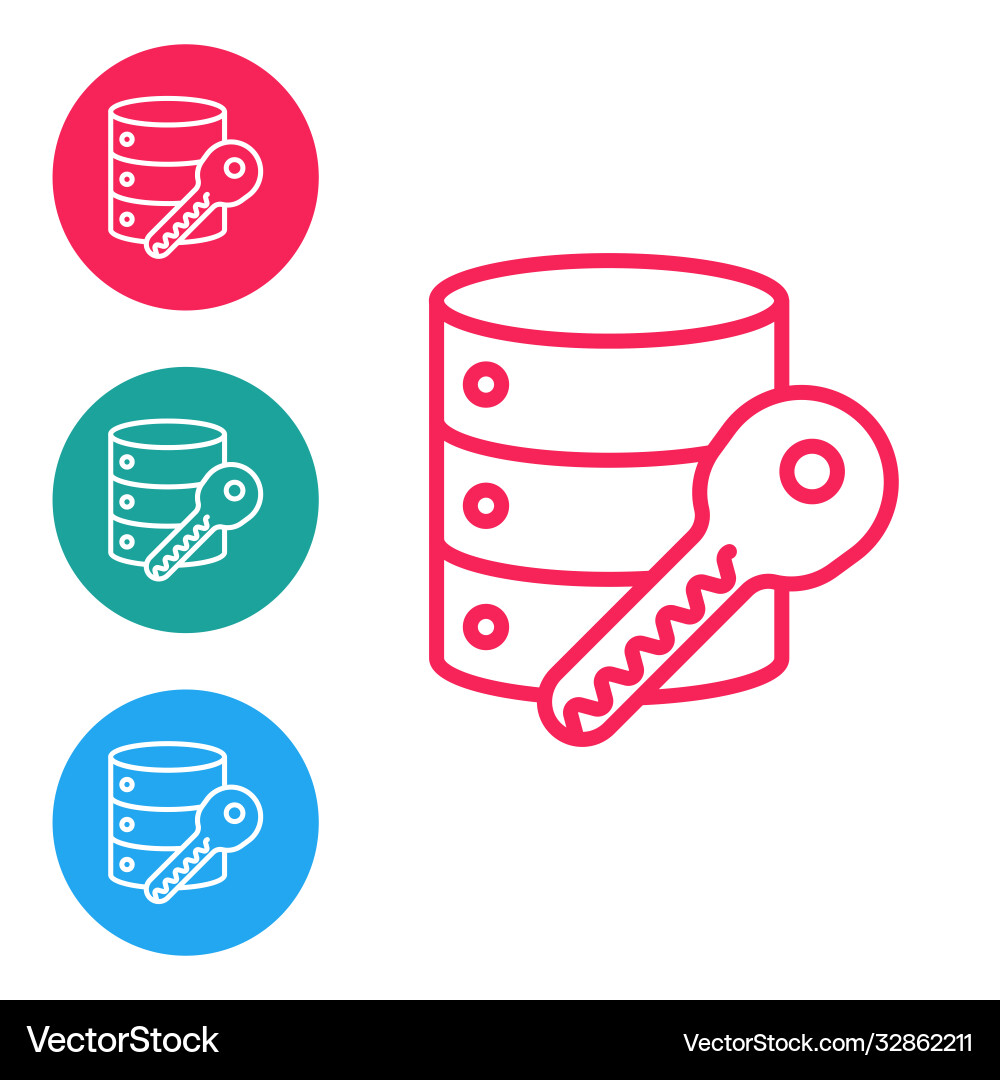 Red line server security with key icon isolated vector image