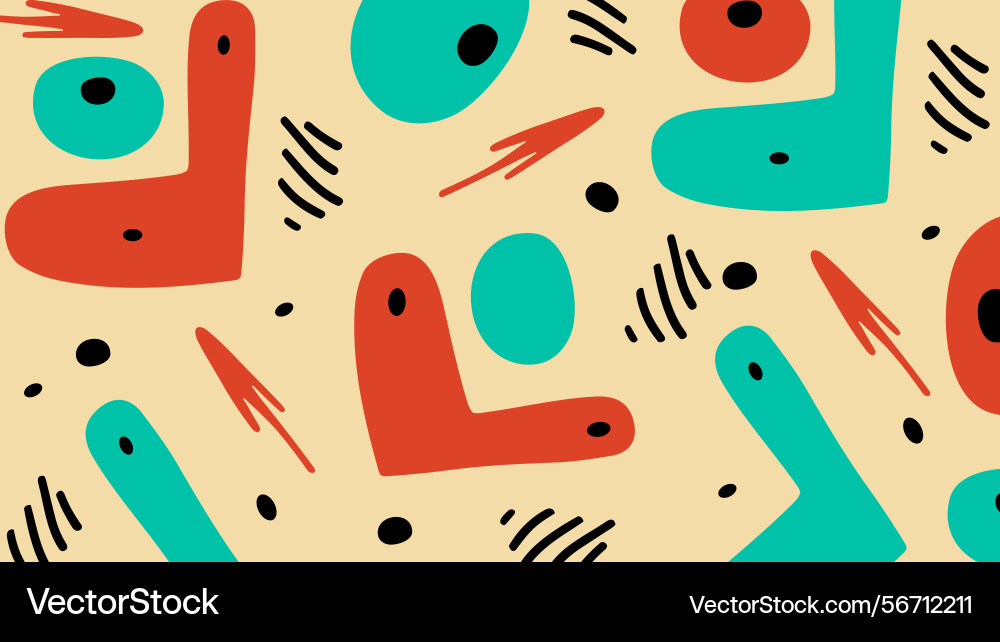 Retro blob art with doodles background Retro blob art with doodles background vector image