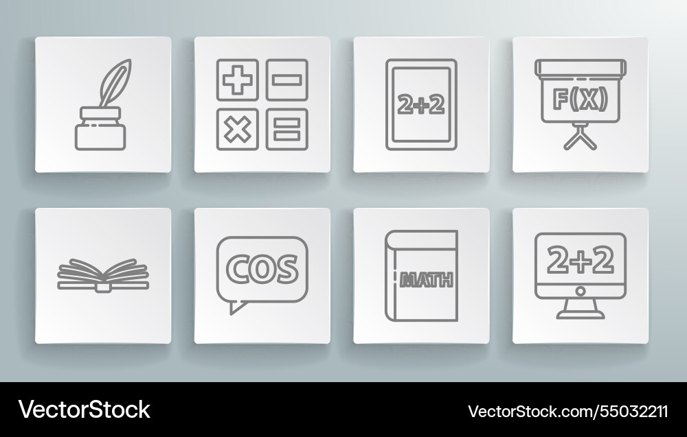 Set line mobile calculator interface feather vector image