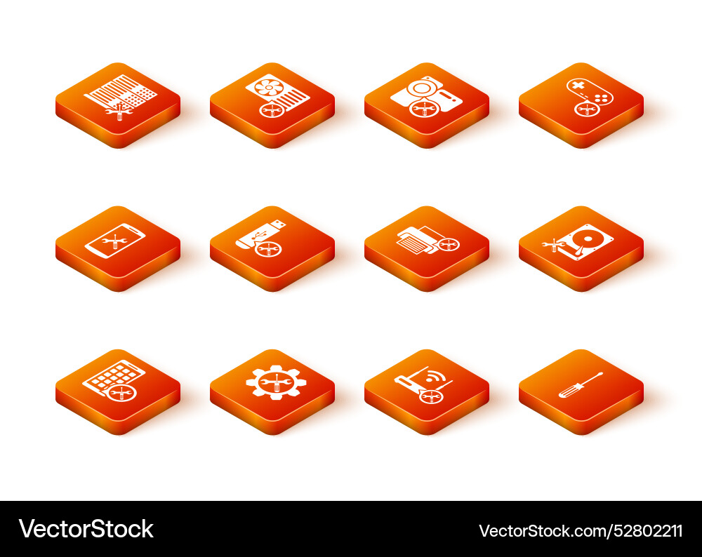 Set mobile apps service wrench and screwdriver Set mobile apps service wrench and screwdriver vector image
