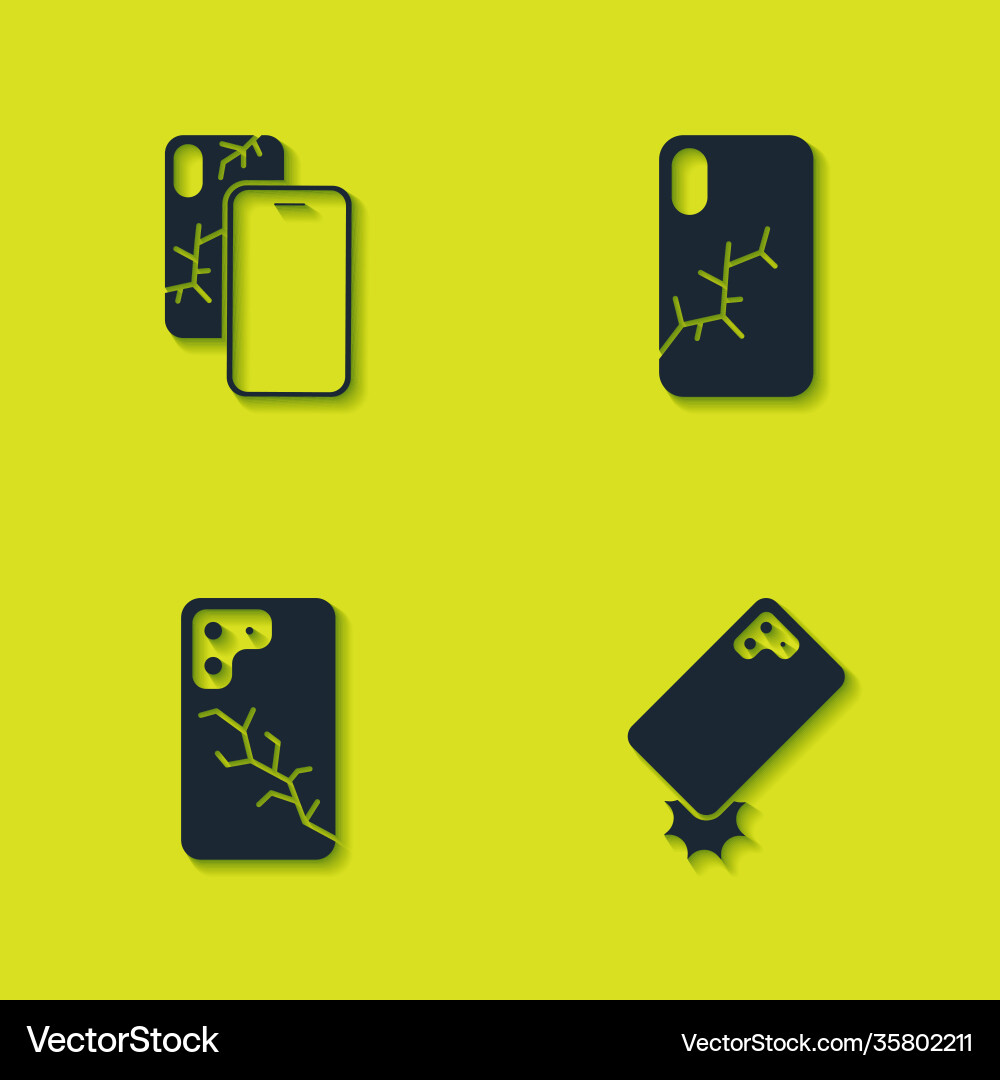 Set mobile with broken screen shockproof phone Set mobile with broken screen shockproof phone vector image