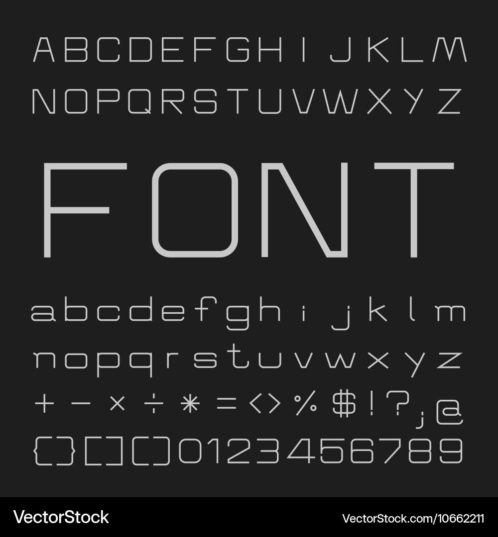 Thin alphabet font type letters and numbers vector image