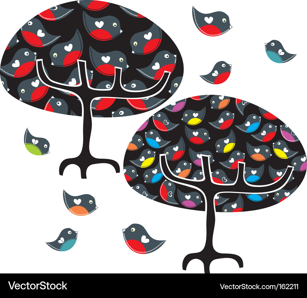 Tree with birds Vector Image