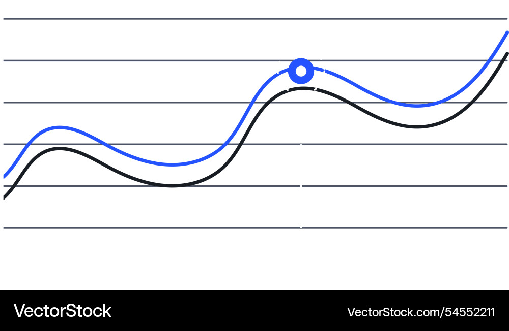 Two lines are representing data progression over Two lines are representing data progression over Vector Image