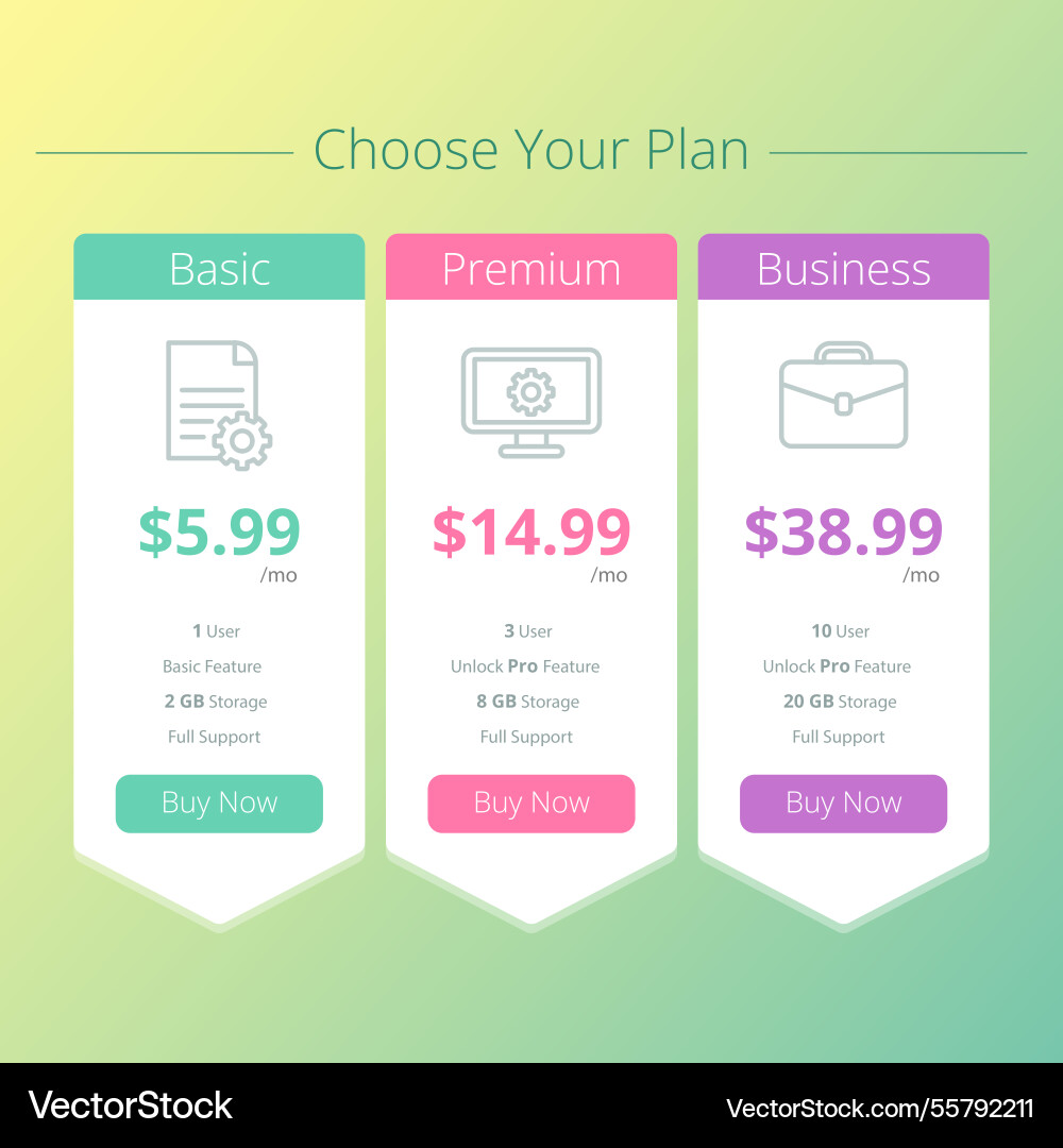 Web elements of pricing tables Vector Image