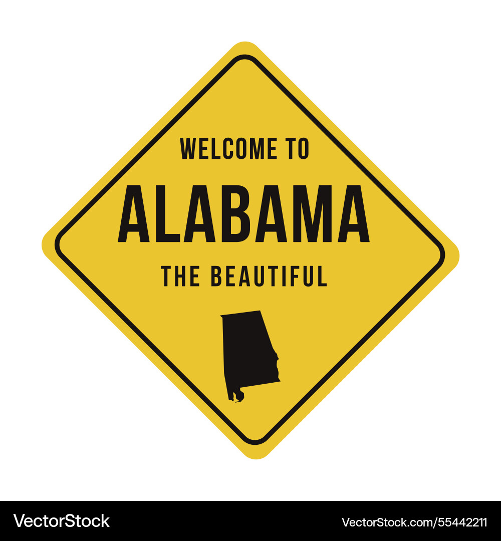 Willkommen bei alabama gelb Schild Lizenzfreies Vektorbild