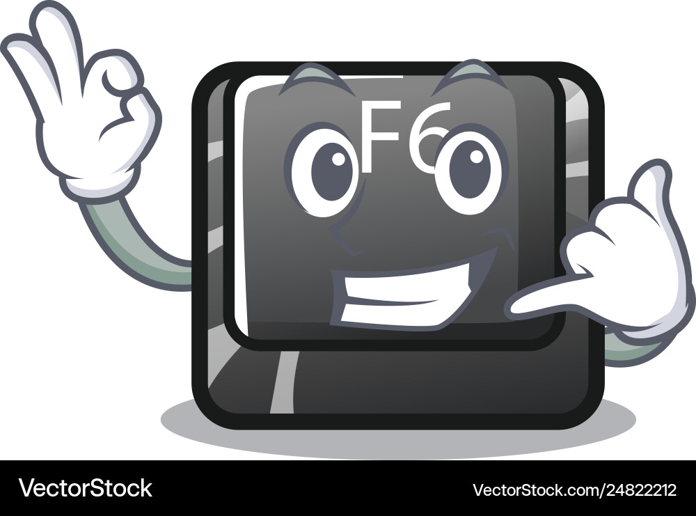 Call me f6 button installed on character computer Call me f6 button installed on character computer Vector Image