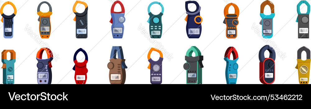 Clamp Meter Icons Set Sammlung von Metern Clamp Meter Icons Set Sammlung von Metern vektorbild