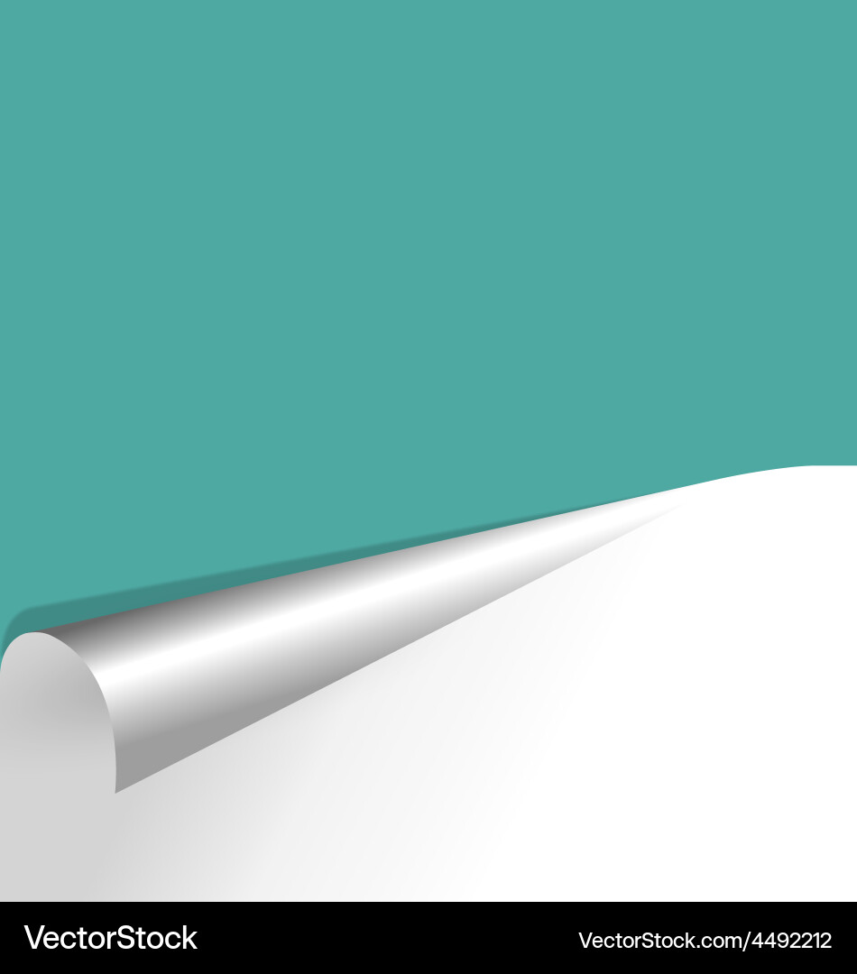 Cyan Paper Sheet with Corner Curl vector image