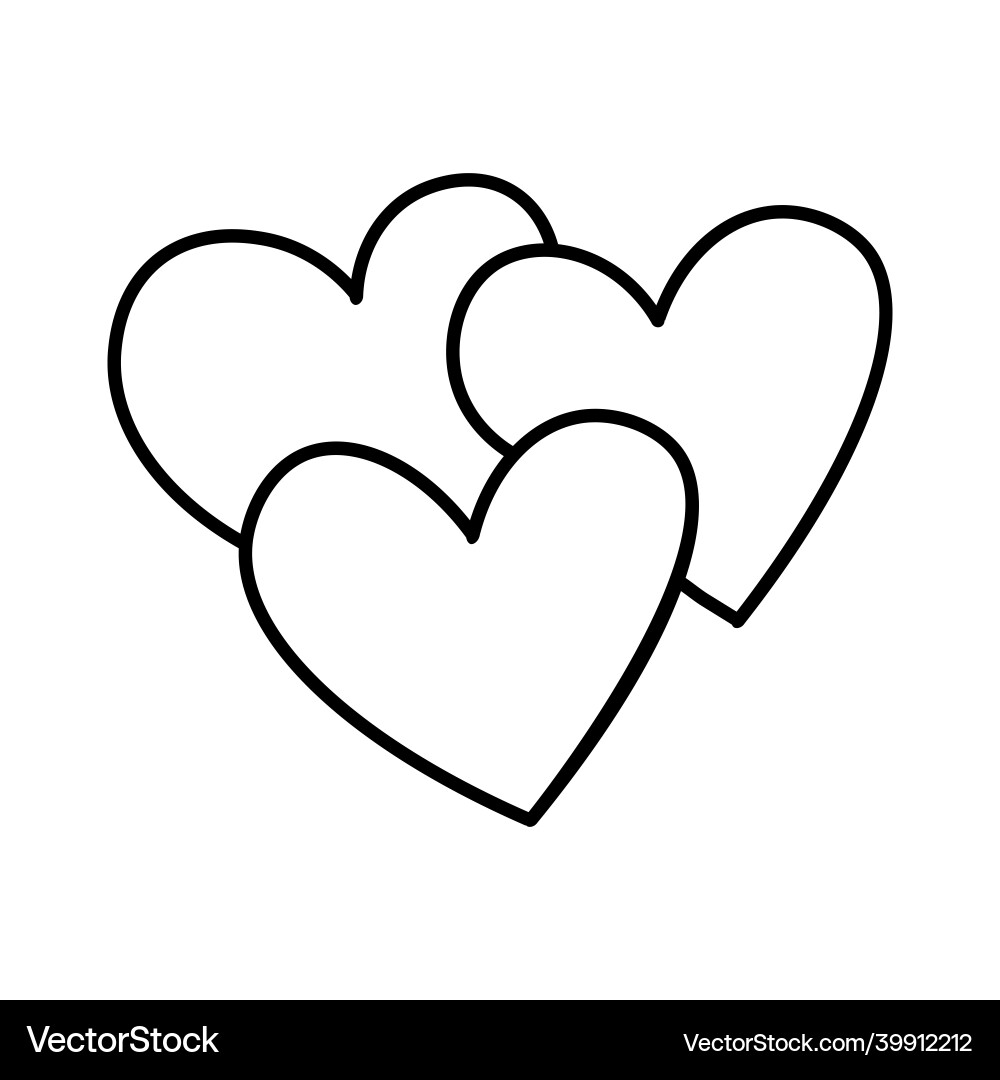 Drei Herzen im Doodle-Stil Drei Herzen im Doodle-Stil vektorbild