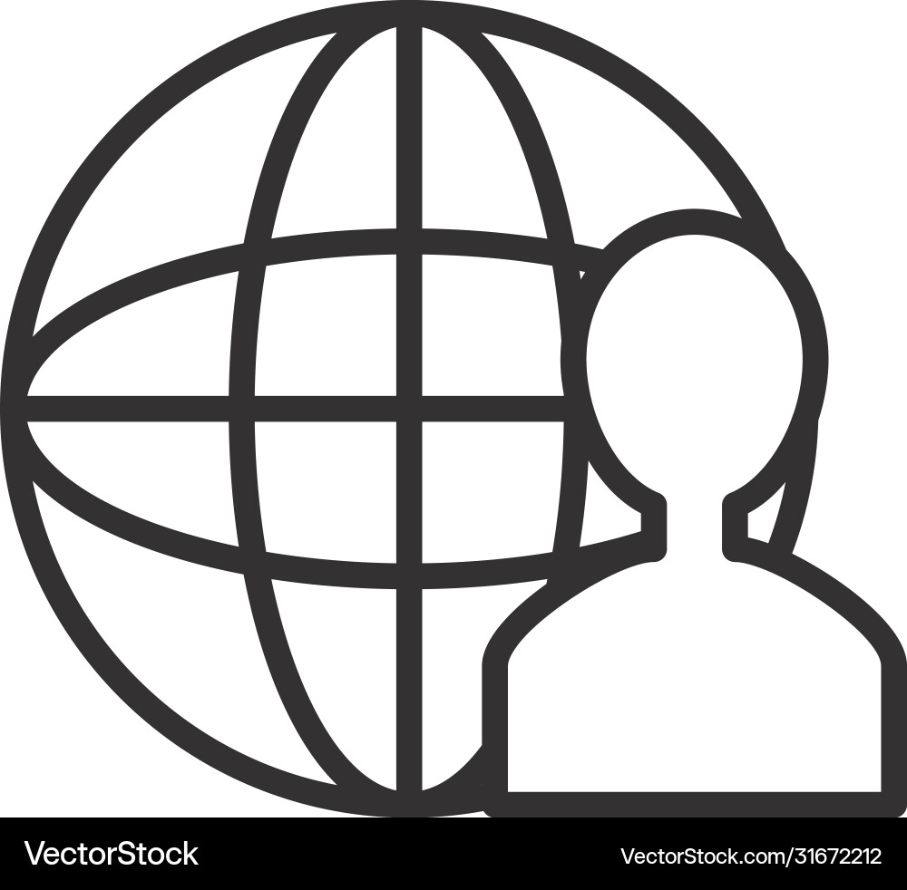 Global sphre and avatar icon line style Vector Image