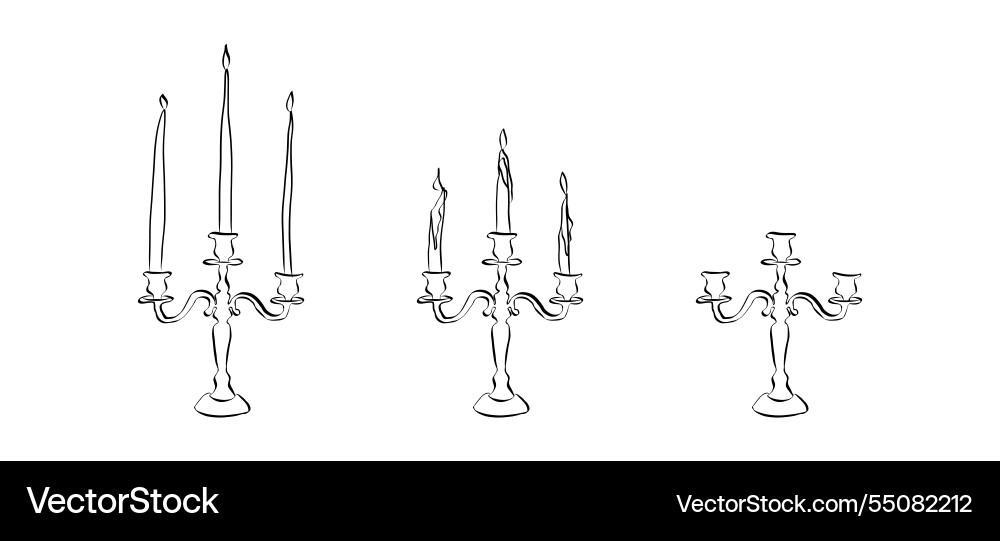 Hand drawn candle with ribbons and bows vintage Vector Image