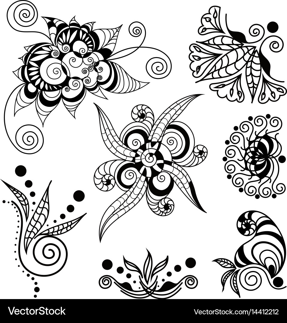Henna Pattern Collection Vector Image