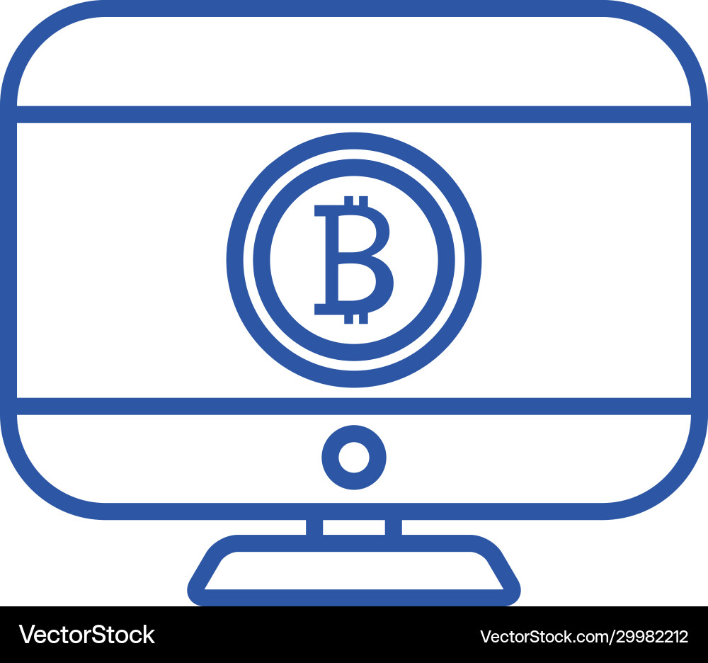 Isolated bitcoin inside computer line style icon Vector Image