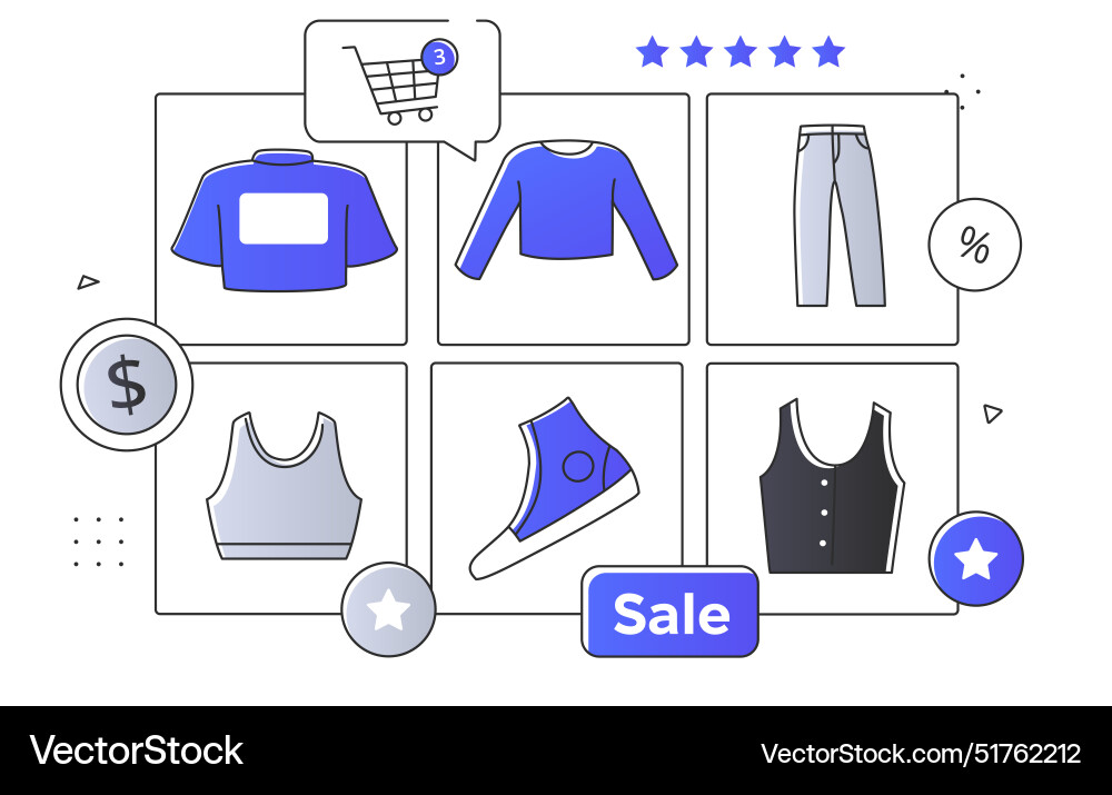 Kleidung im Online-Shop-Konzept Kleidung im Online-Shop-Konzept vektorbild