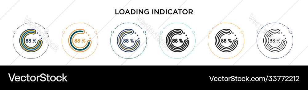 Loading indicator icon in filled thin line vector image
