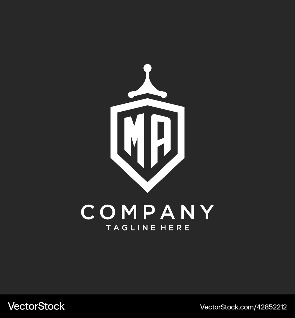 Ma monogram logo initial with shield guard shape Vector Image
