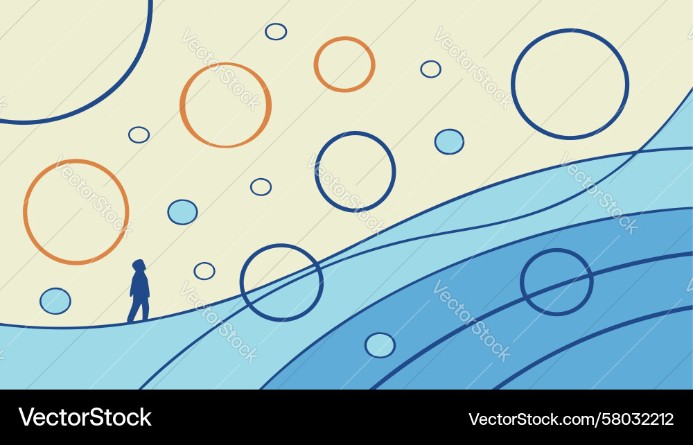 Man Walking Into Infinite Space Vector Image
