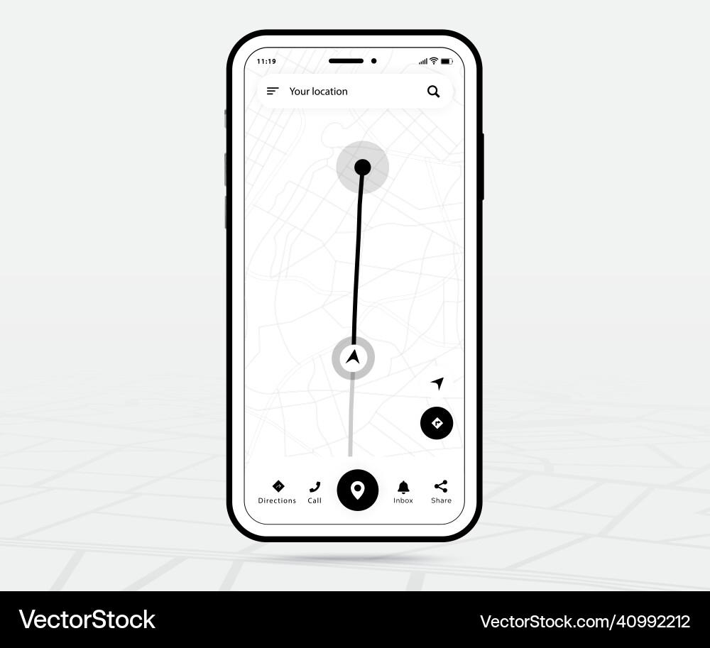 Map gps navigation ux ui outline smartphone Map gps navigation ux ui outline smartphone vector image