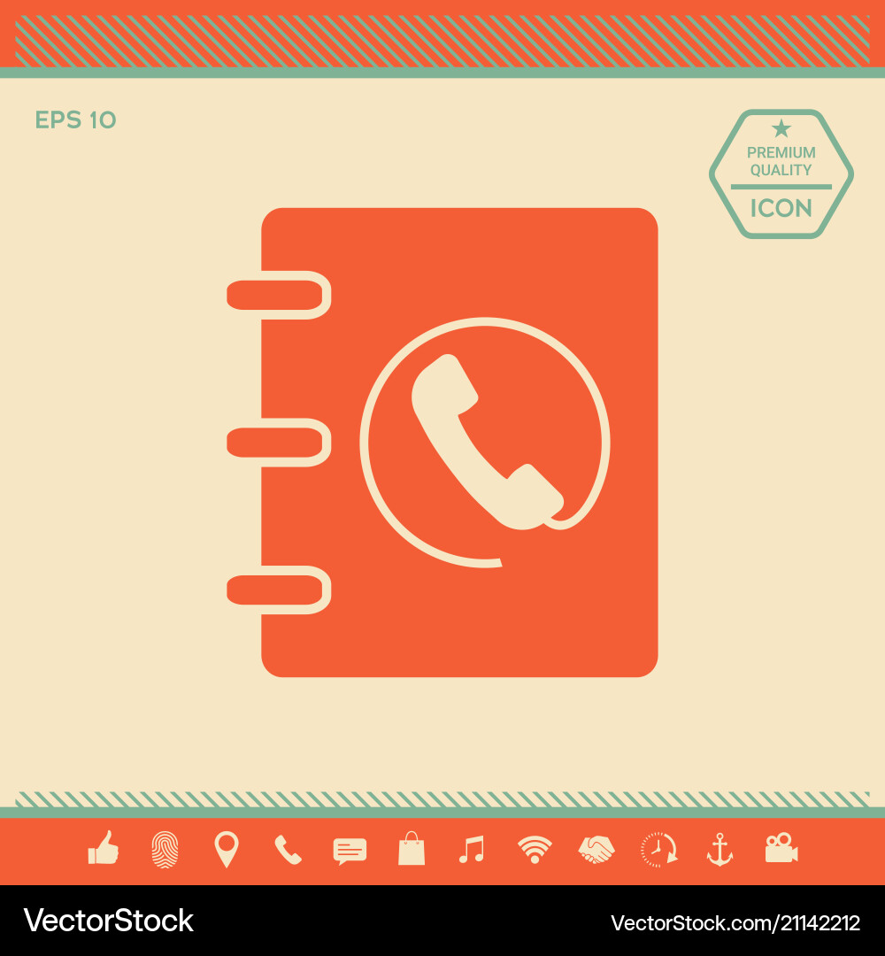 Notebook address phone book icon with handset Notebook address phone book icon with handset vector image