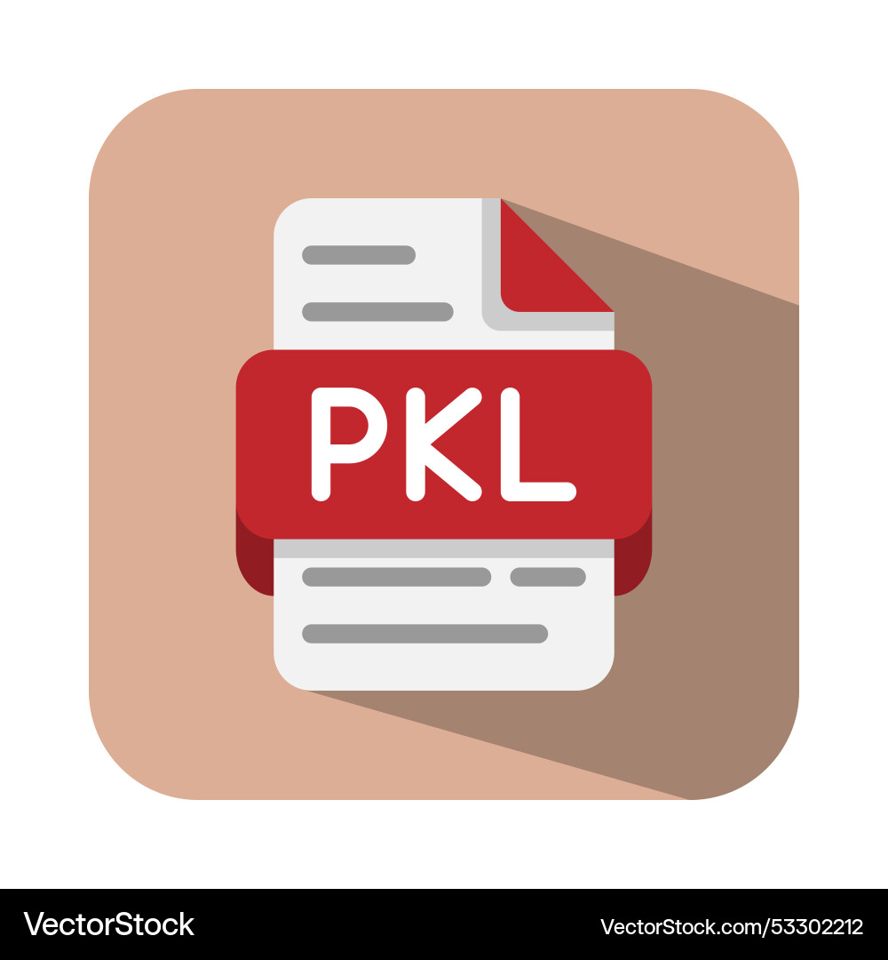 Pkl file document database flat icons type Pkl file document database flat icons type vector image