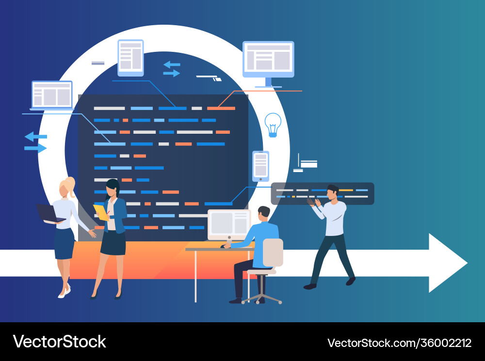 Professional group working on project Professional group working on project vector image