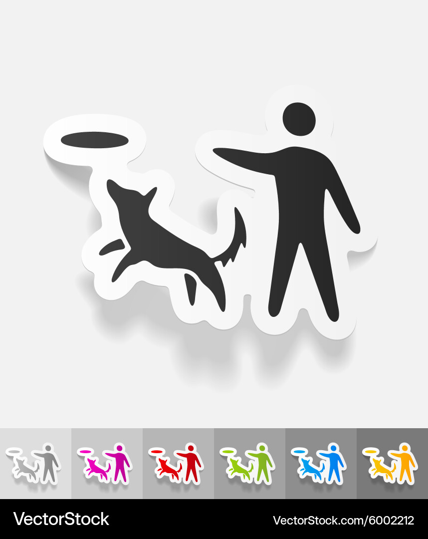Realistic design element playing with a dog vector image