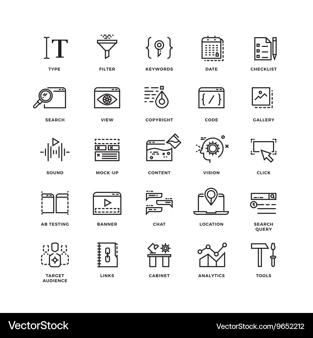 Seo and development line thin icons Vector Image