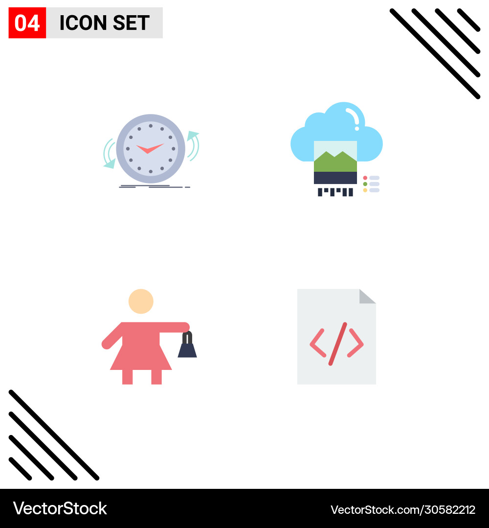 Set 4 flat icons on grid for backup online vector image