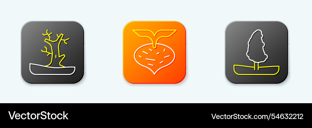 Set line bare tree beet and icon Set line bare tree beet and icon Vector Image