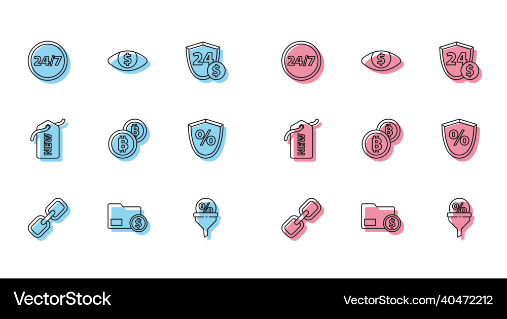 Set line chain link envelope with coin dollar Set line chain link envelope with coin dollar vector image