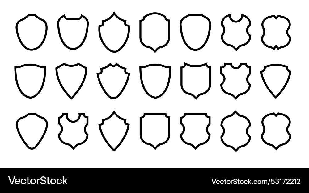 Shield frame set collection signs empty vector image