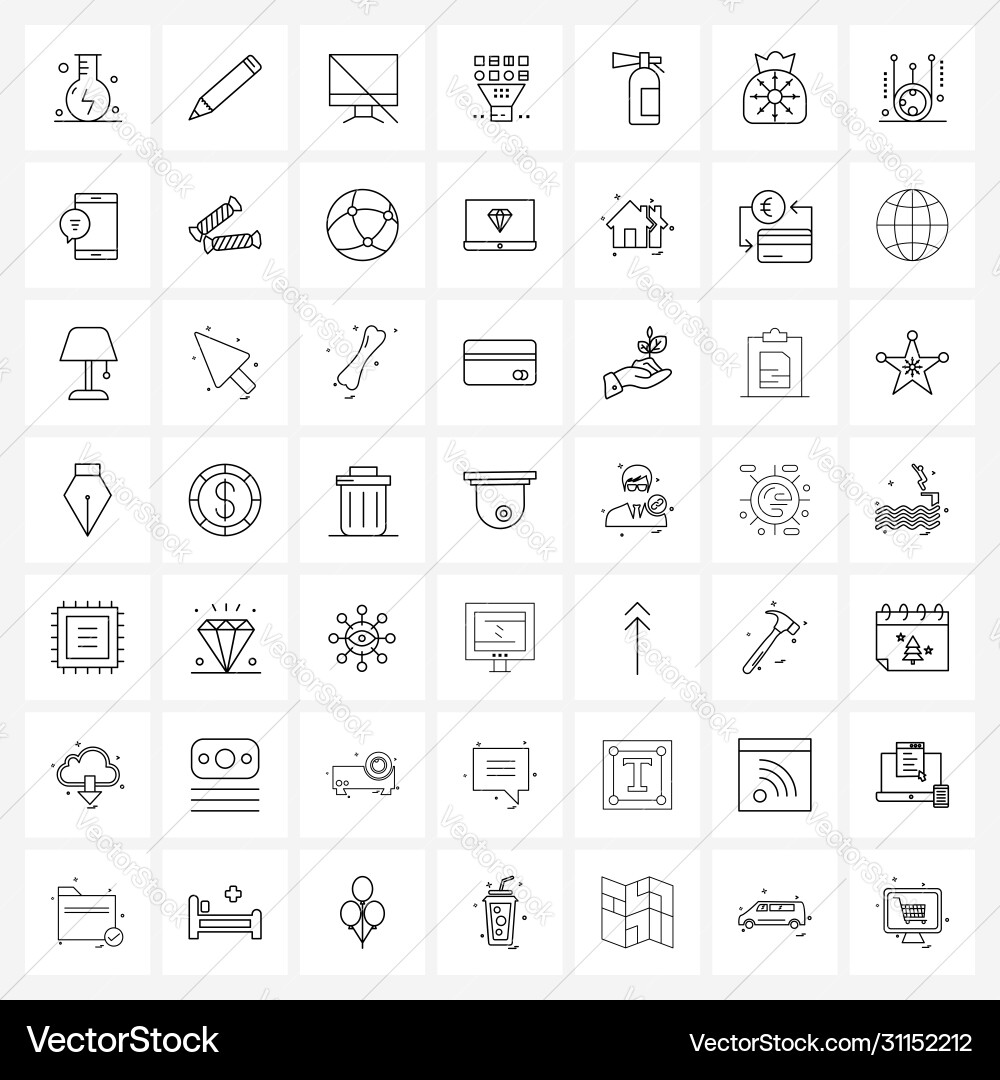 Ui set 49 basic line icons security fire vector image