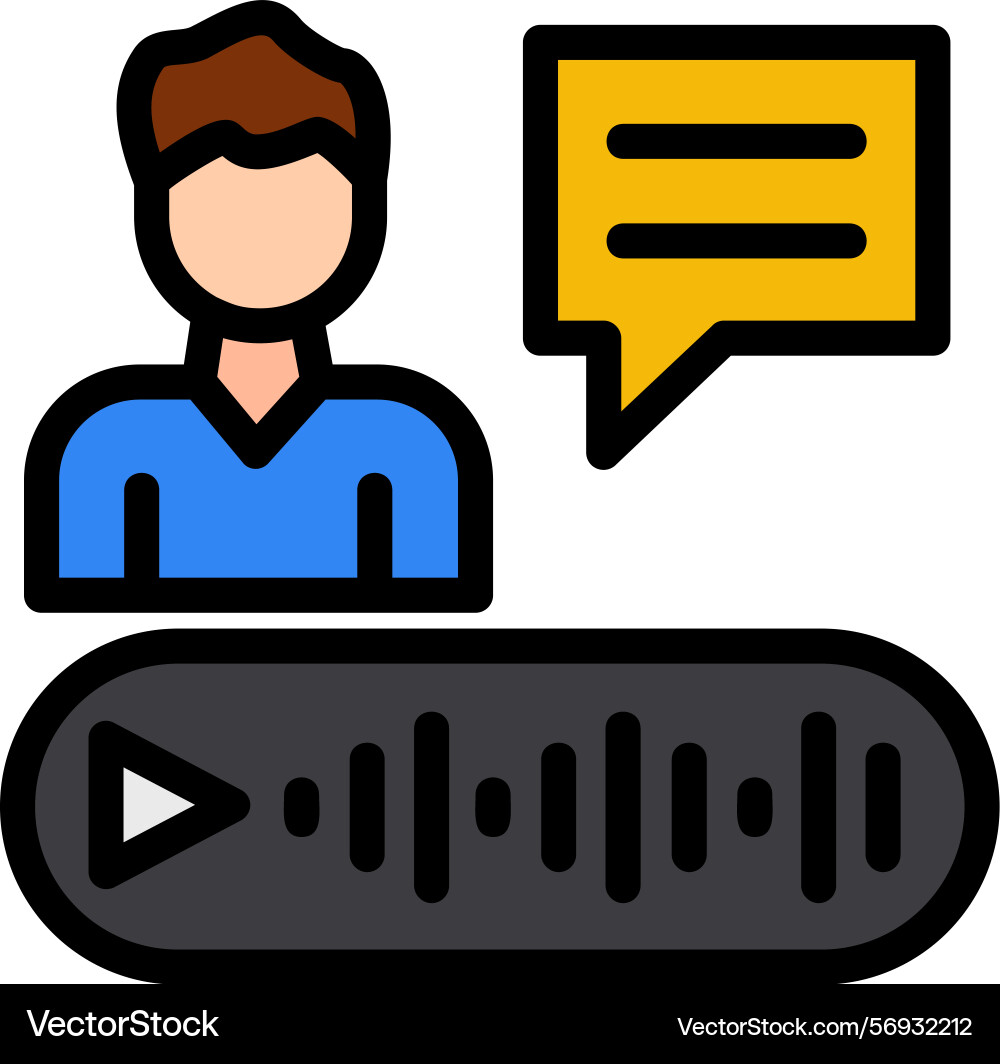 Voice message line filled style icon design vector image