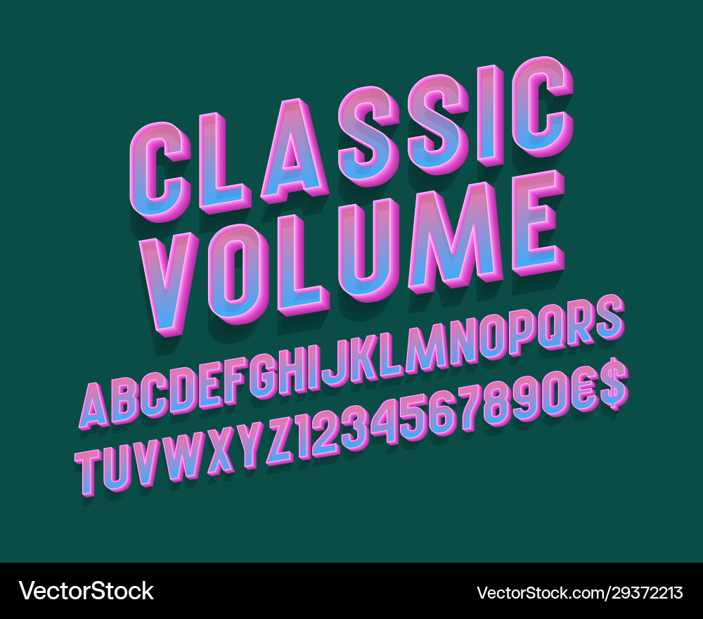 Classic volume letters with numbers and currency Classic volume letters with numbers and currency Vector Image
