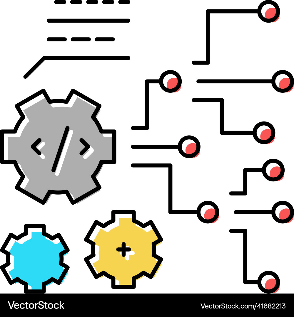 Code and settings working process color icon Code and settings working process color icon vector image