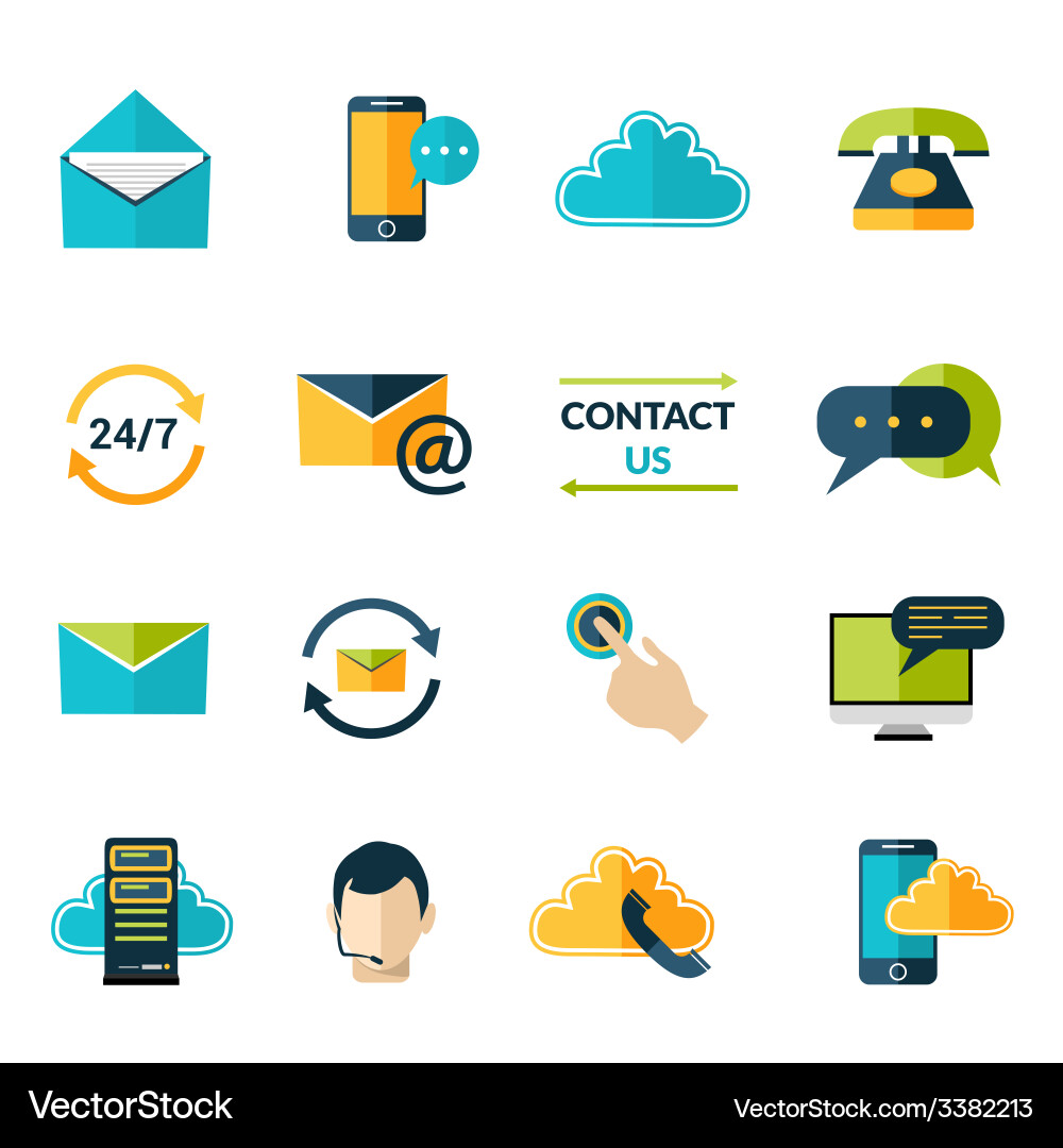 Contact Icons Set - Communication & Support Vector Image