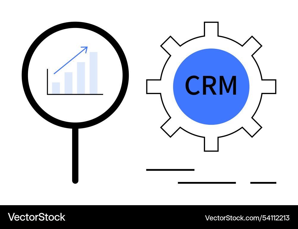 Crm analysis concept with graph and gear symbol Crm analysis concept with graph and gear symbol vector image