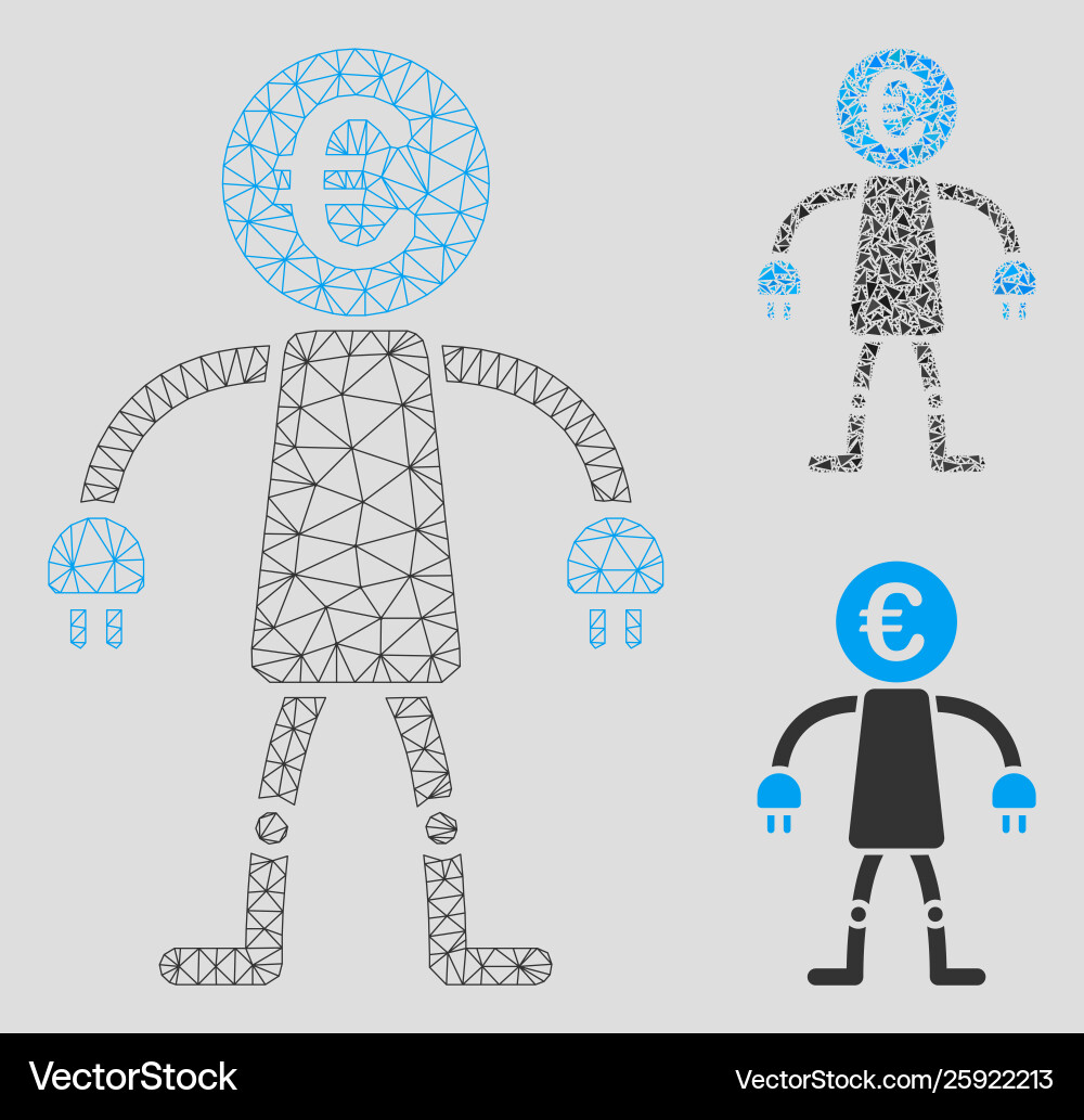 Euro robot mesh network model and triangle Euro robot mesh network model and triangle vector image