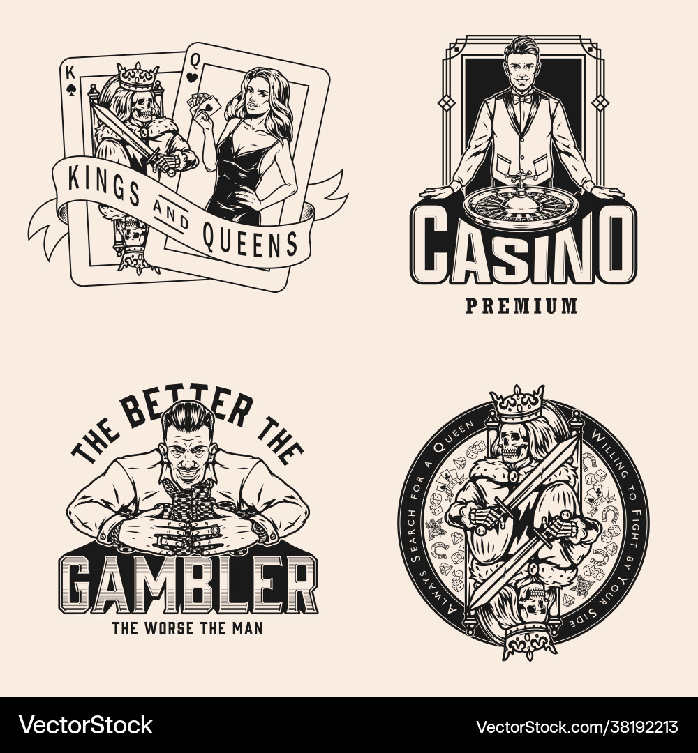 Gambling vintage badges Vector Image