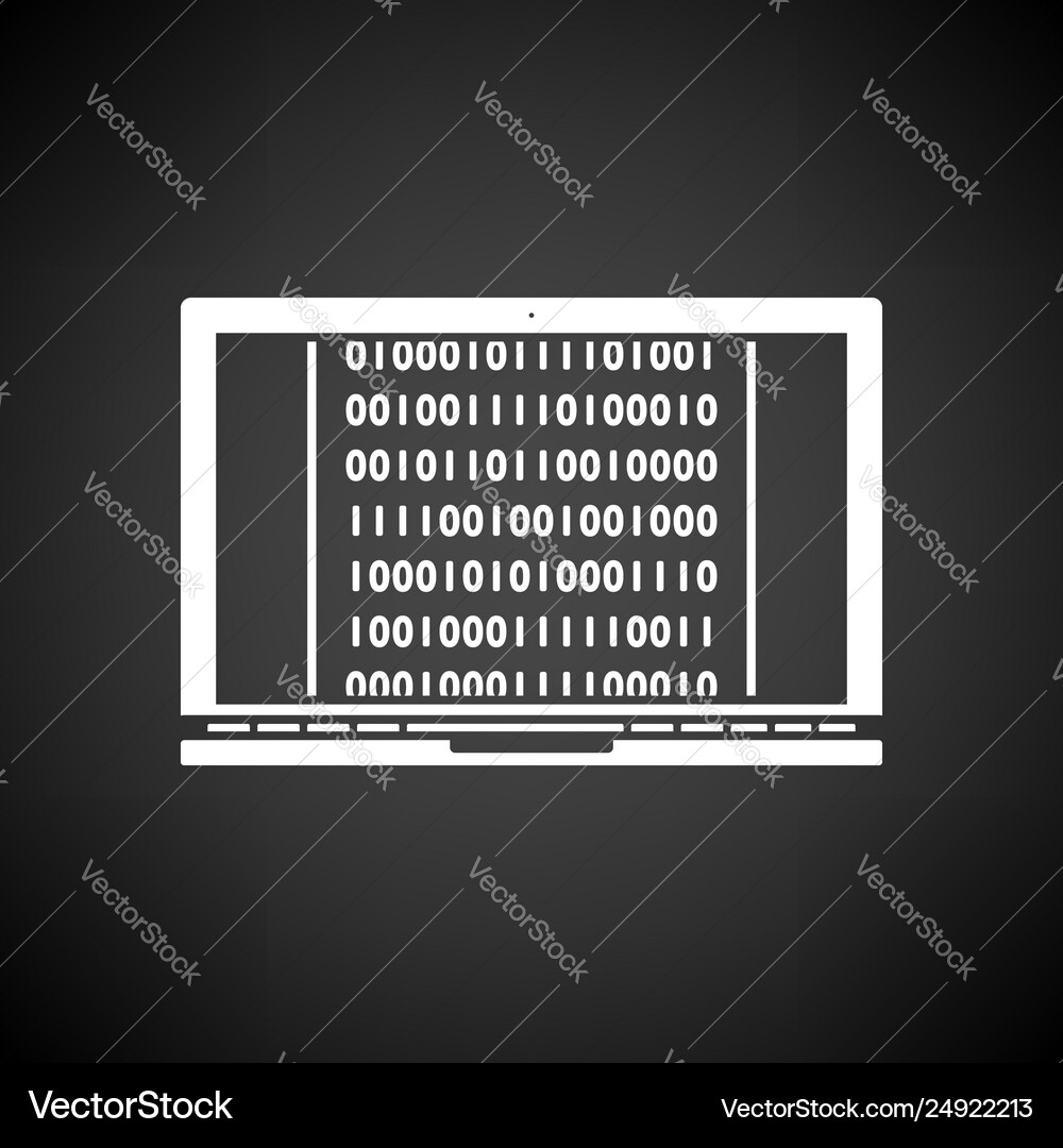 Laptop with binary code icon vector image