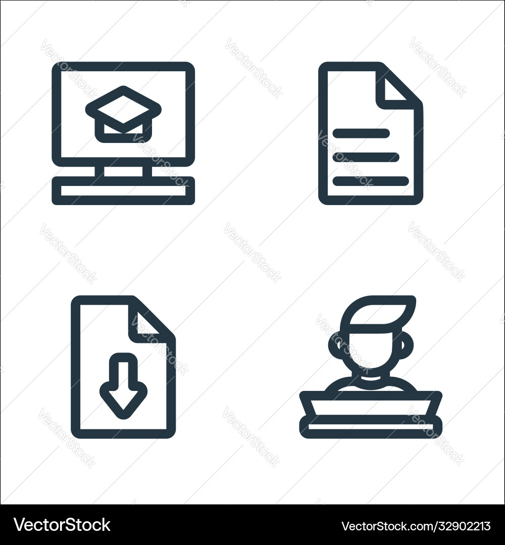 Online learning line icons linear set quality Online learning line icons linear set quality vector image