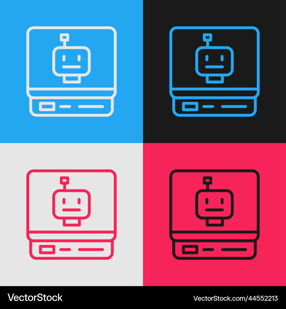 Pop art line robot icon isolated on color Pop art line robot icon isolated on color vector image