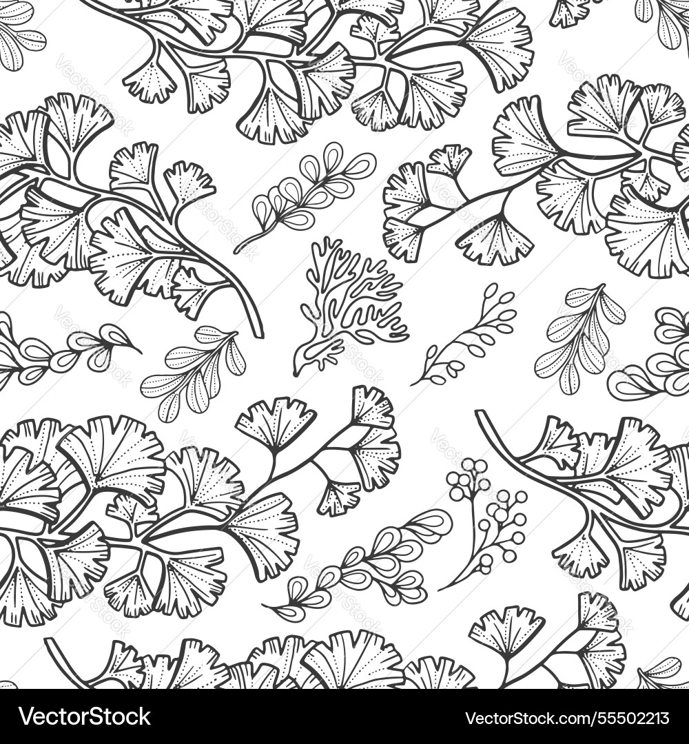 Seamless pattern with line art botanical elements Seamless pattern with line art botanical elements vector image