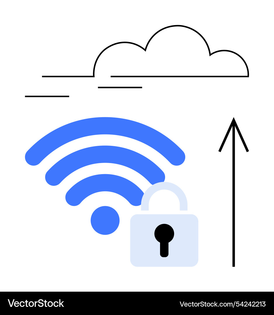 Secure cloud upload with wireless connectivity Secure cloud upload with wireless connectivity vector image