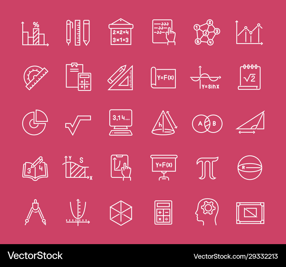 Set line icons mathematics Vector Image