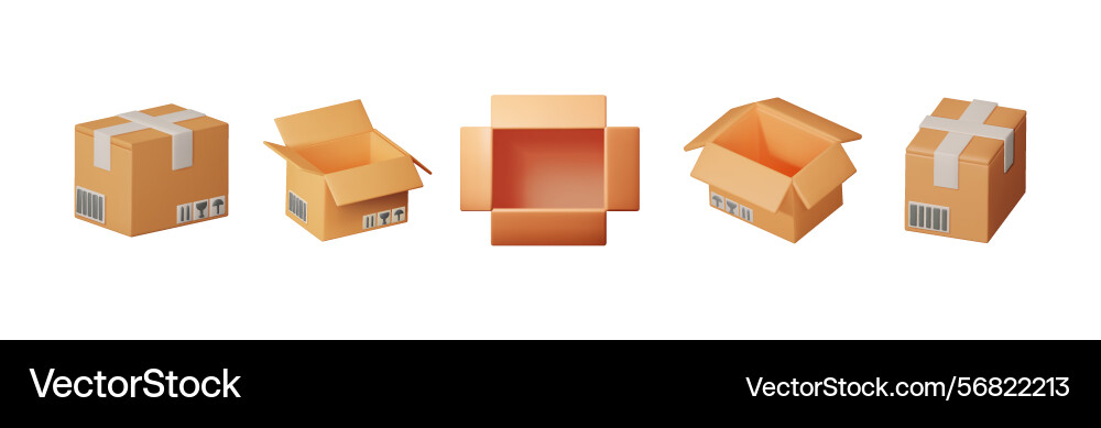 Set of 3d rendering cargo boxes with various Set of 3d rendering cargo boxes with various vector image