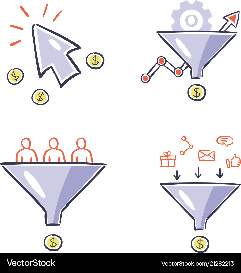 Set of conversion optimization and lead Set of conversion optimization and lead vector image